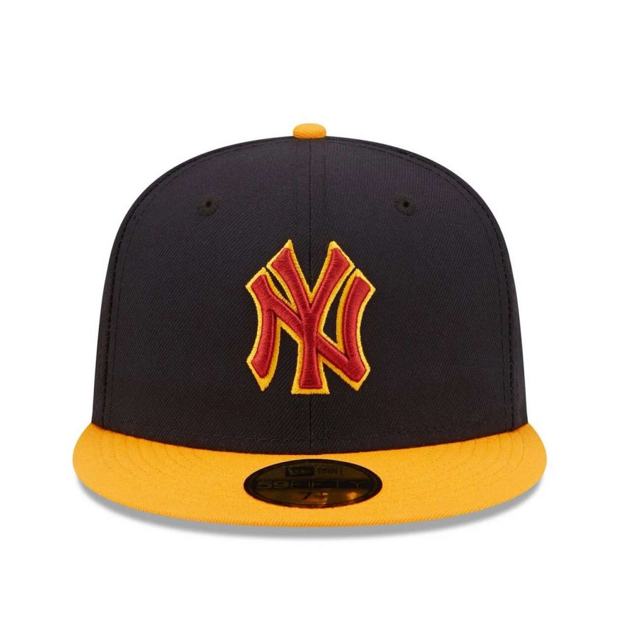 New York Yankees Caps * | Men'S New York Yankees New Era Navy/Gold Primary Logo 59Fifty Fitted Hat