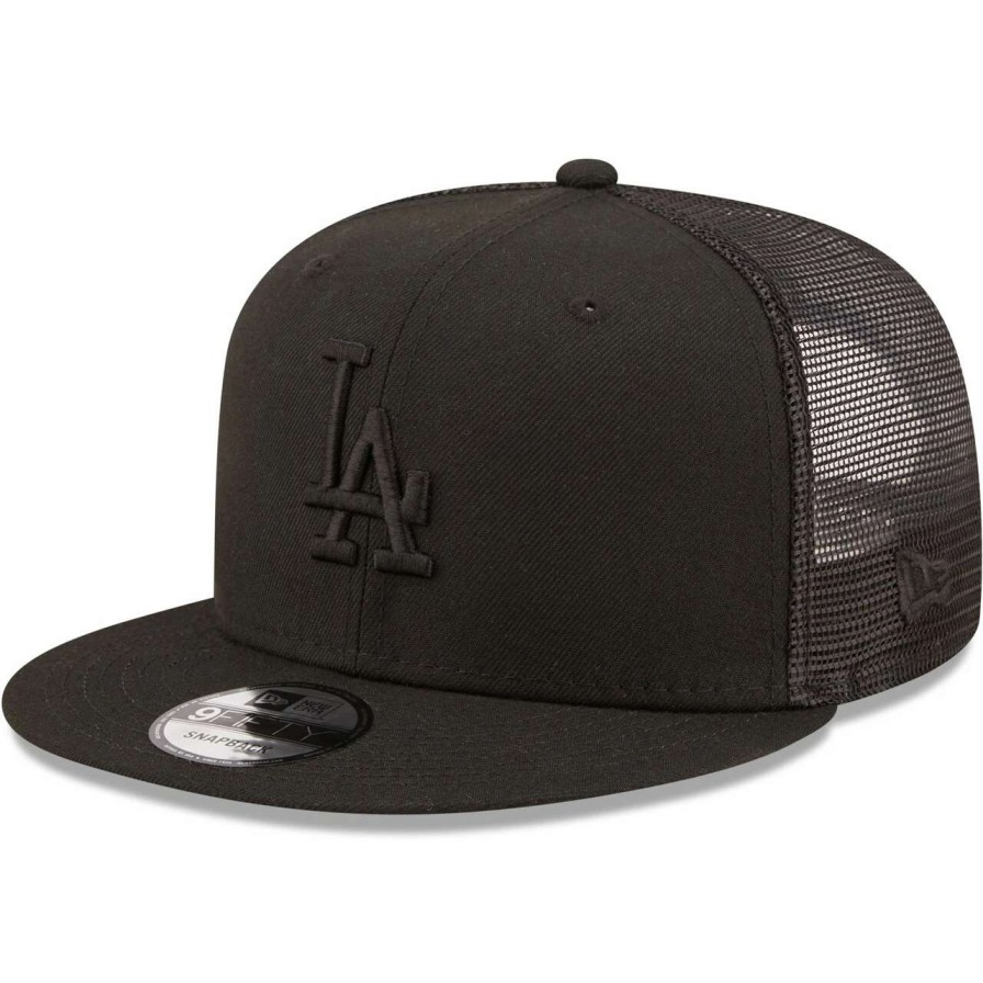 Los Angeles Dodgers Caps * | Men'S Los Angeles Dodgers New Era Blackout Trucker 9Fifty Snapback Hat