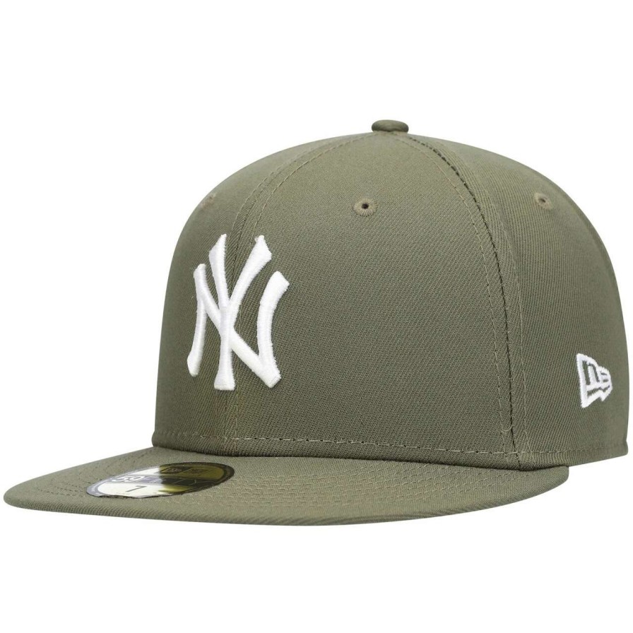 New York Yankees Caps * | Men'S New York Yankees New Era Olive White Logo 59Fifty Fitted Hat