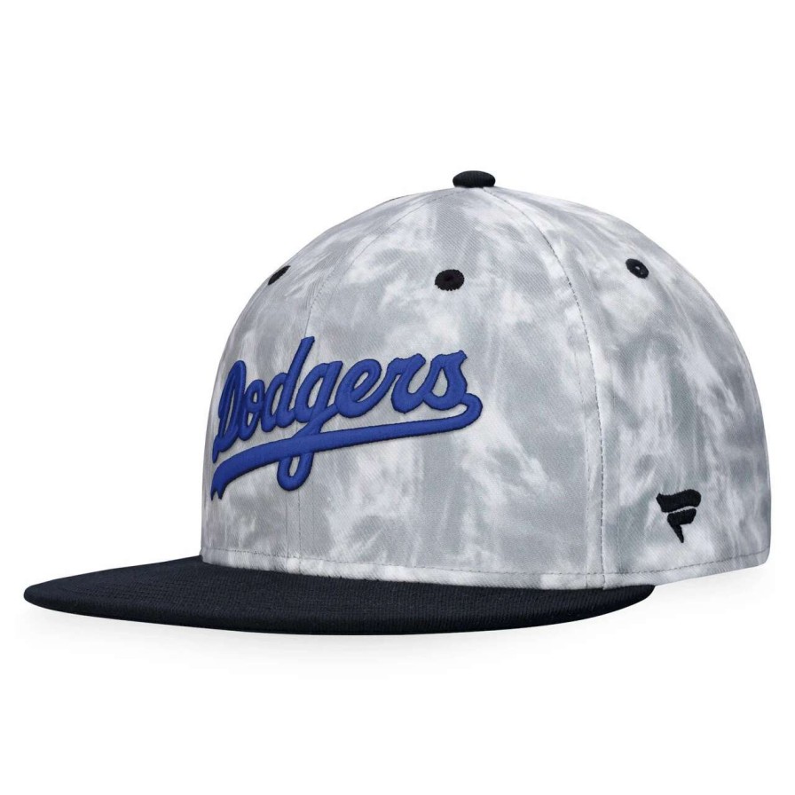 Los Angeles Dodgers Caps * | Men'S Los Angeles Dodgers Fanatics Branded Black/White Smoke Dye Fitted Hat