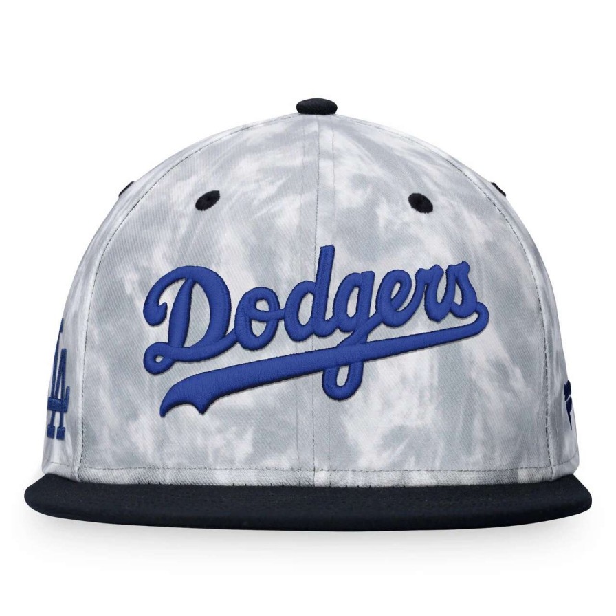 Los Angeles Dodgers Caps * | Men'S Los Angeles Dodgers Fanatics Branded Black/White Smoke Dye Fitted Hat