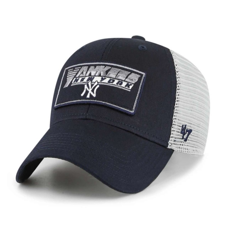 New York Yankees Caps * | Youth New York Yankees '47 Navy/White Levee Mvp Trucker Adjustable Hat