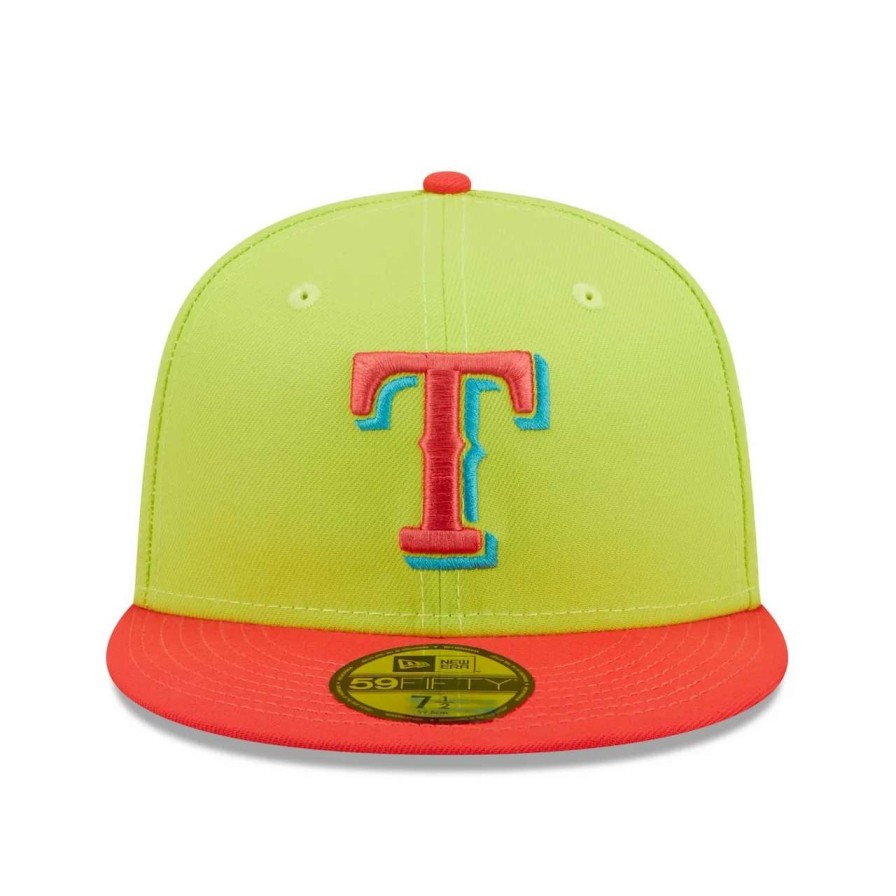 Texas Rangers Caps * | Men'S Texas Rangers New Era Green/Red 40Th Anniversary Cyber Highlighter 59Fifty Fitted Hat