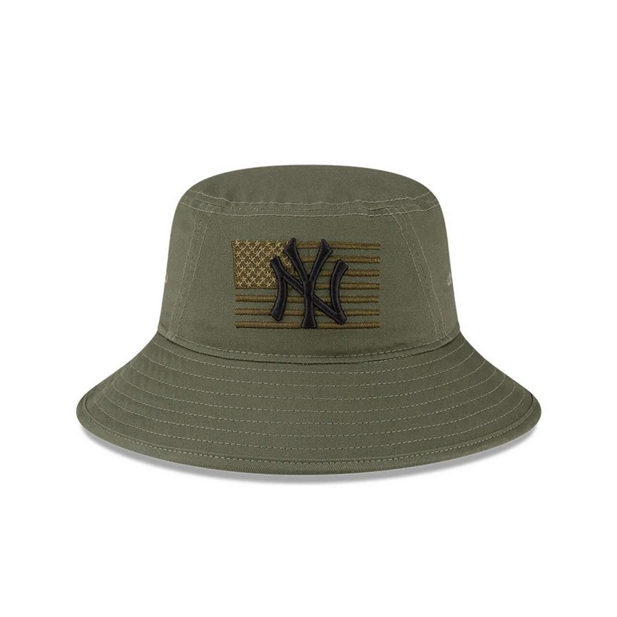 New York Yankees Caps * | Men'S New York Yankees New Era Green 2023 Armed Forces Day Bucket Hat