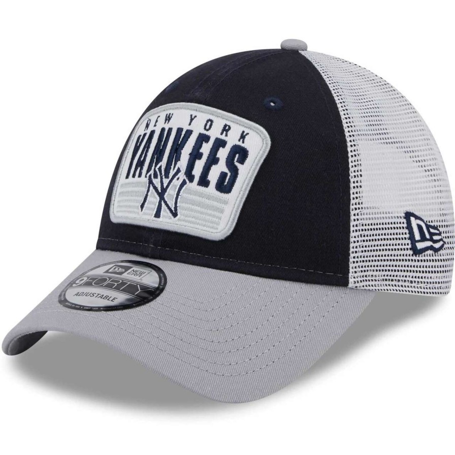 New York Yankees Caps * | Youth New York Yankees New Era Navy Patch Trucker 9Forty Snapback Hat