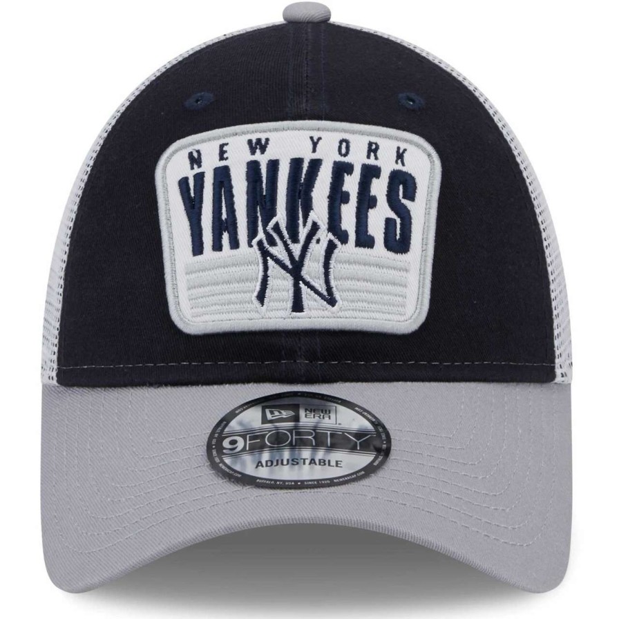 New York Yankees Caps * | Youth New York Yankees New Era Navy Patch Trucker 9Forty Snapback Hat