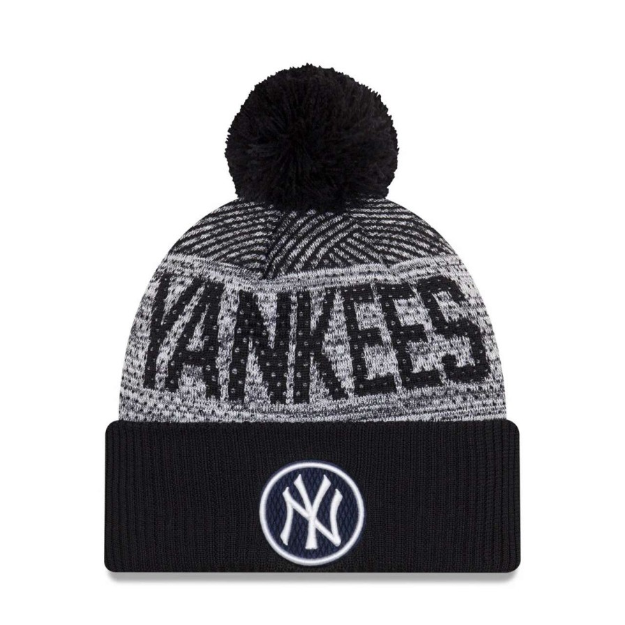 New York Yankees Caps * | Men'S New York Yankees New Era Navy Authentic Collection Sport Cuffed Knit Hat With Pom