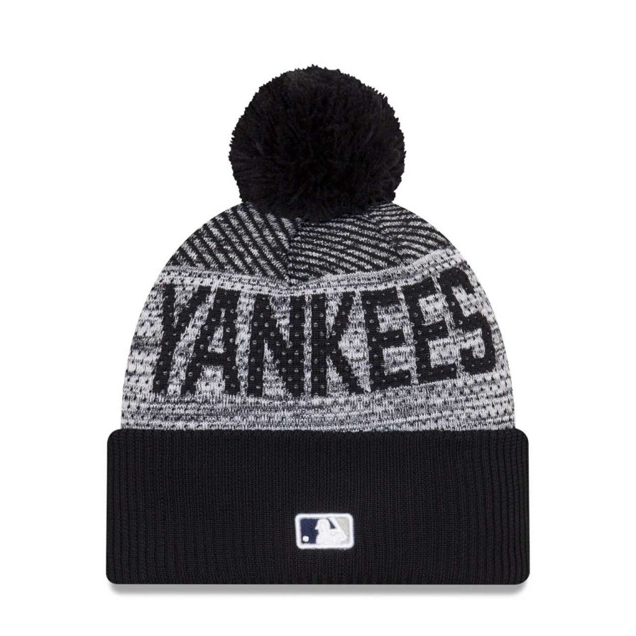 New York Yankees Caps * | Men'S New York Yankees New Era Navy Authentic Collection Sport Cuffed Knit Hat With Pom