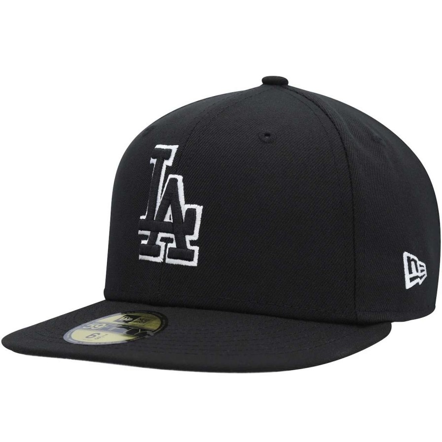 Los Angeles Dodgers Caps * | Men'S Los Angeles Dodgers New Era Black On Black Dub 59Fifty Fitted Hat