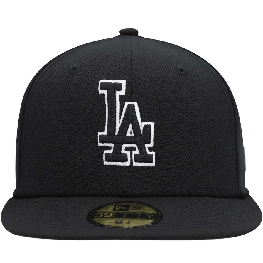 Los Angeles Dodgers Caps * | Men'S Los Angeles Dodgers New Era Black On Black Dub 59Fifty Fitted Hat