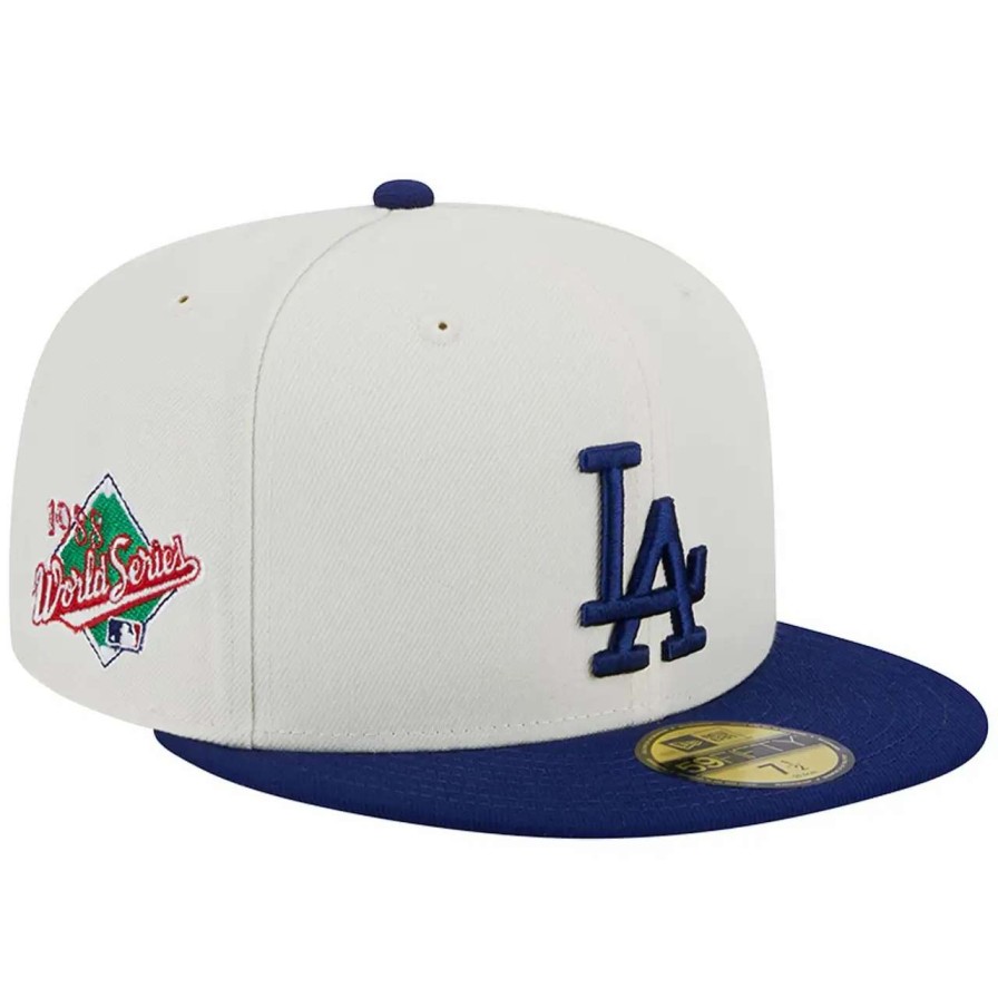 Los Angeles Dodgers Caps * | Men'S Los Angeles Dodgers New Era Stone/Royal Retro 59Fifty Fitted Hat