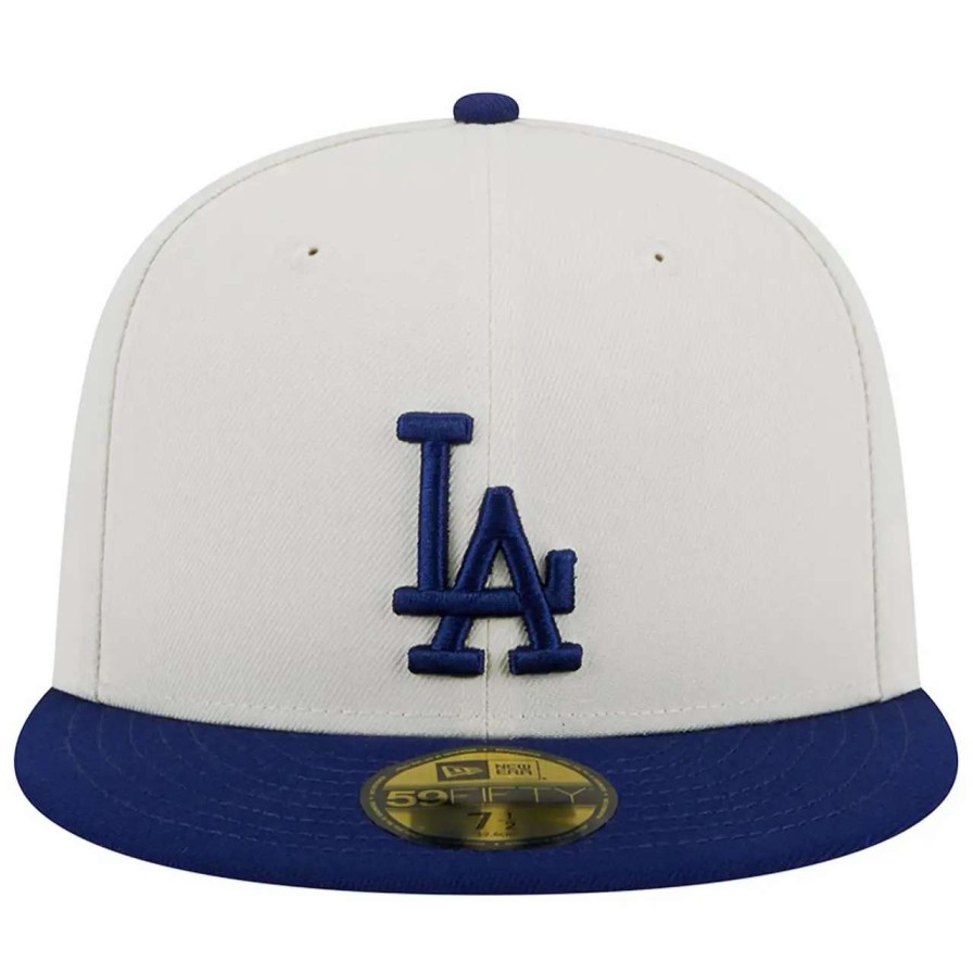 Los Angeles Dodgers Caps * | Men'S Los Angeles Dodgers New Era Stone/Royal Retro 59Fifty Fitted Hat