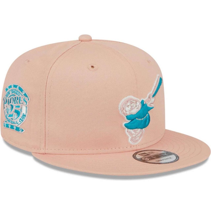 San Diego Padres Caps * | Men'S San Diego Padres New Era Pink Sky Aqua Undervisor 9Fifty Snapback Hat