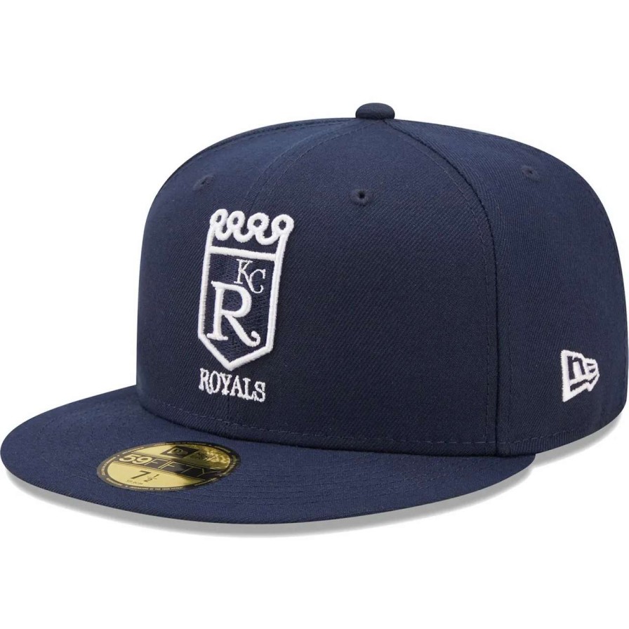 Kansas City Royals Caps * | Men'S Kansas City Royals New Era Navy Cooperstown Collection Oceanside Green Undervisor 59Fifty Fitted Hat