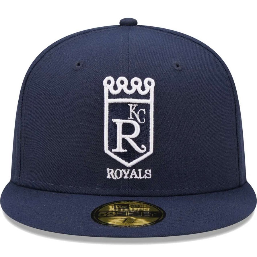 Kansas City Royals Caps * | Men'S Kansas City Royals New Era Navy Cooperstown Collection Oceanside Green Undervisor 59Fifty Fitted Hat