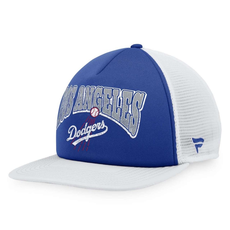 Los Angeles Dodgers Caps * | Men'S Los Angeles Dodgers Fanatics Branded Royal/White Heritage Foam Front Trucker Snapback Hat