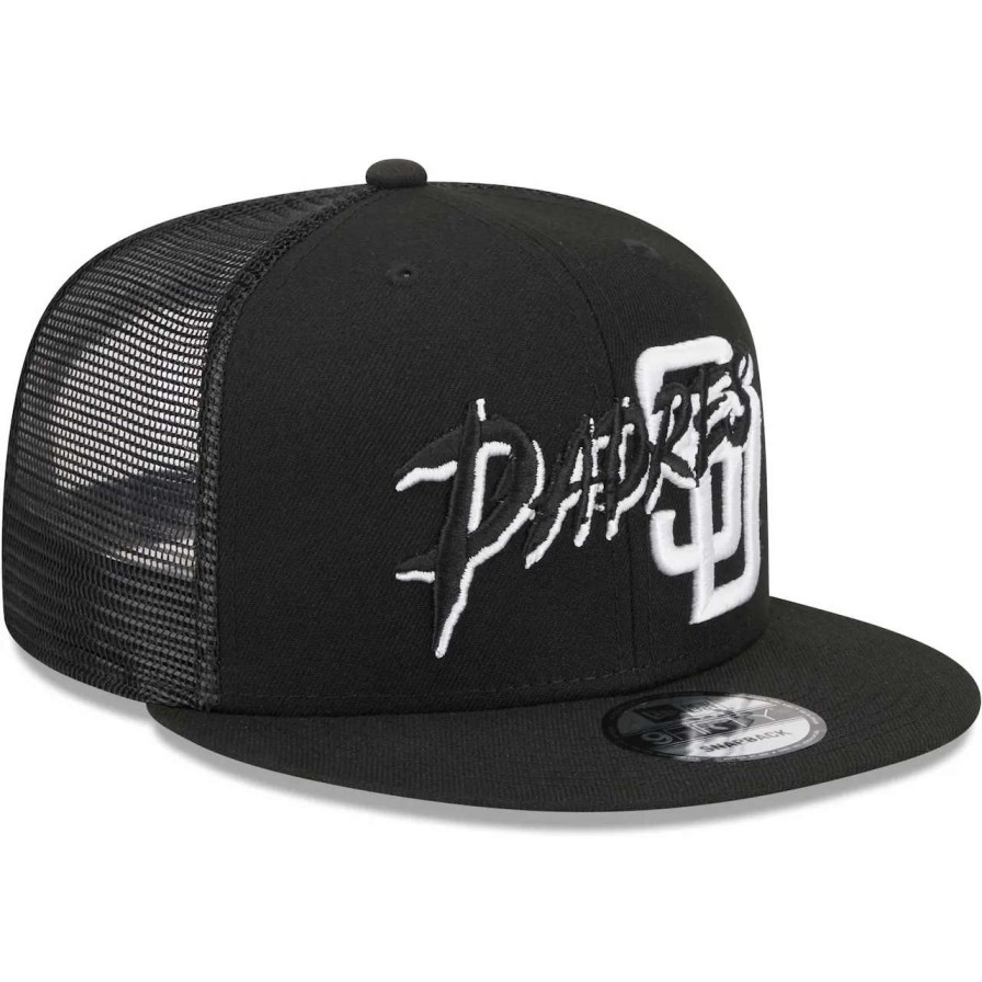 San Diego Padres Caps * | Men'S San Diego Padres New Era Black Street Trucker 9Fifty Snapback Hat