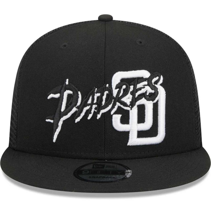 San Diego Padres Caps * | Men'S San Diego Padres New Era Black Street Trucker 9Fifty Snapback Hat