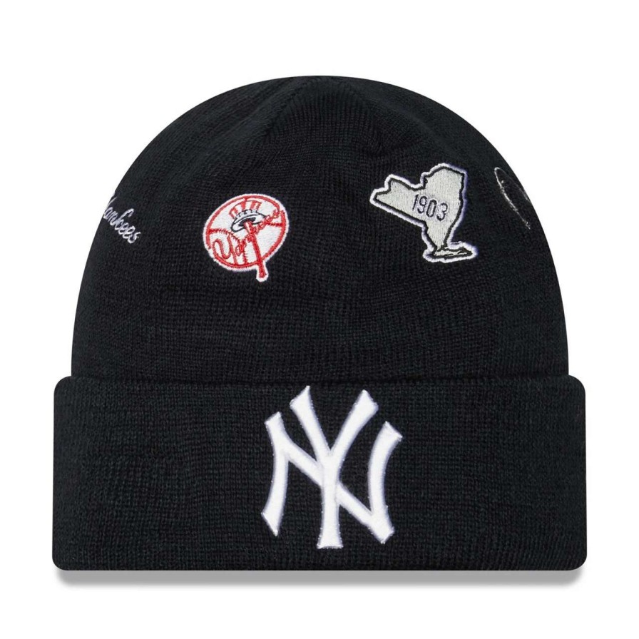 New York Yankees Caps * | Men'S New York Yankees New Era Navy Identity Cuffed Knit Hat