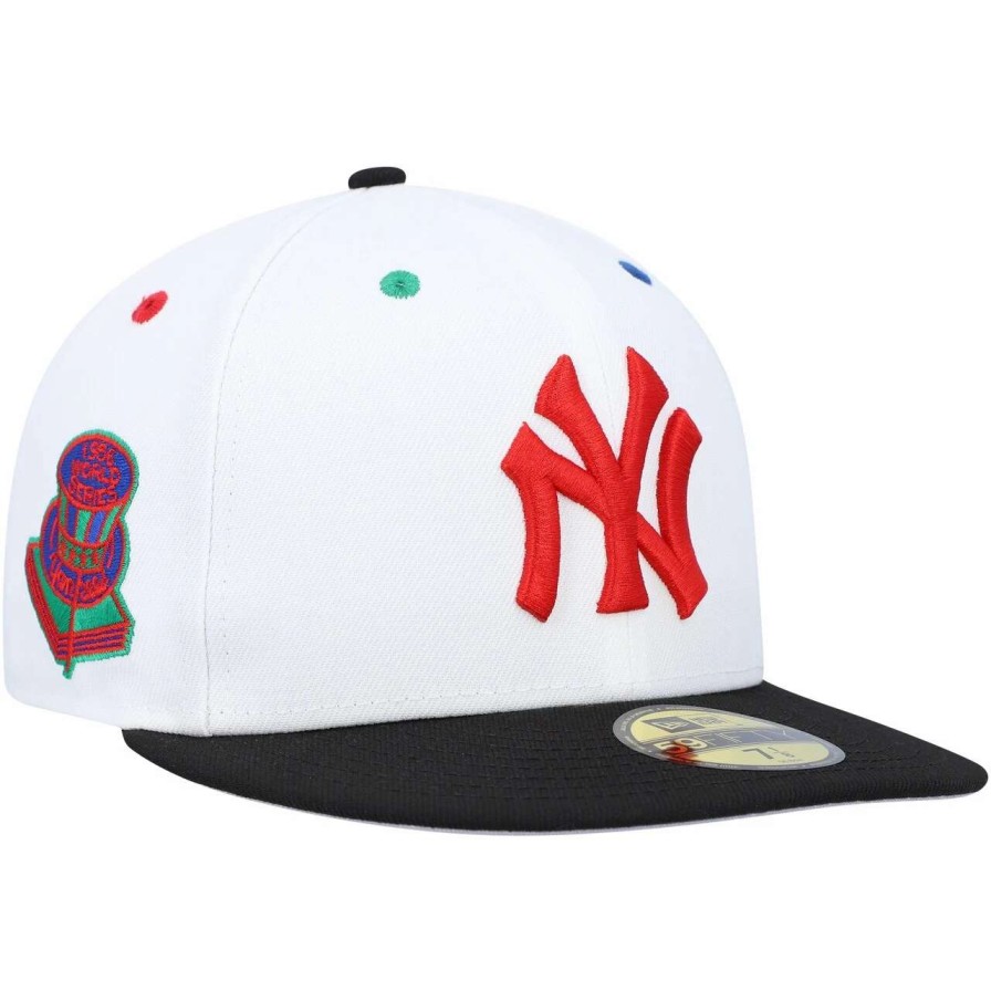 New York Yankees Caps * | Men'S New York Yankees New Era White/Black 1956 World Series Primary Eye 59Fifty Fitted Hat