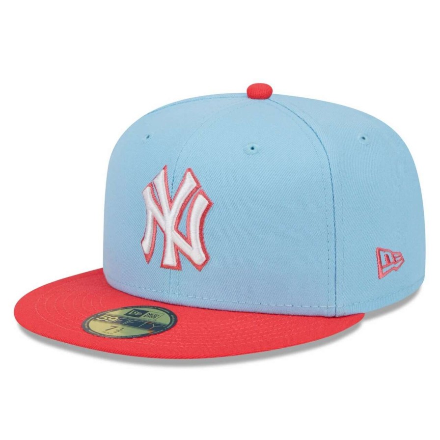 New York Yankees Caps * | Men'S New York Yankees New Era Light Blue/Red Spring Color Two-Tone 59Fifty Fitted Hat