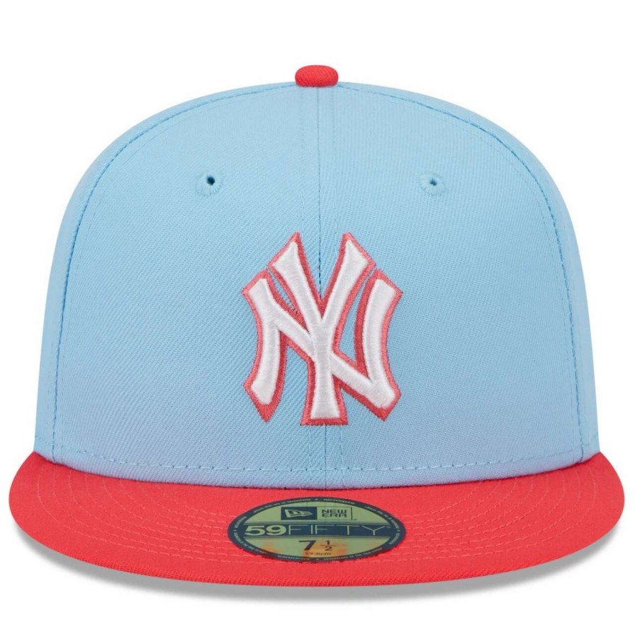 New York Yankees Caps * | Men'S New York Yankees New Era Light Blue/Red Spring Color Two-Tone 59Fifty Fitted Hat