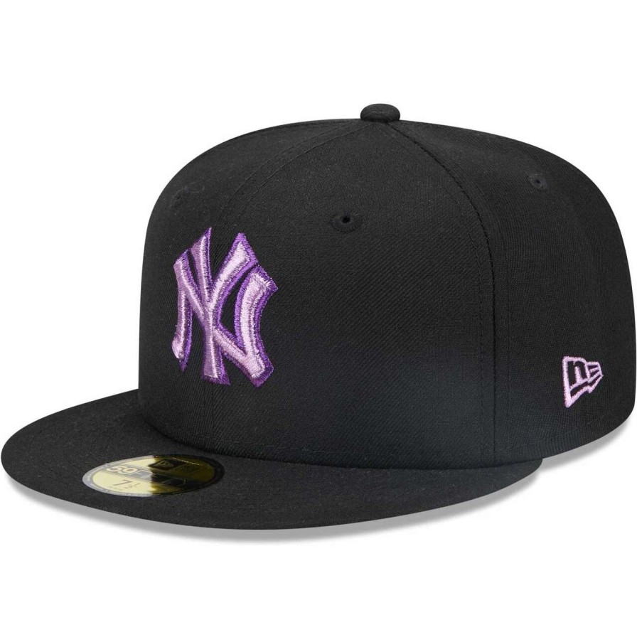 New York Yankees Caps * | Men'S New York Yankees New Era Black Metallic Pop 59Fifty Fitted Hat