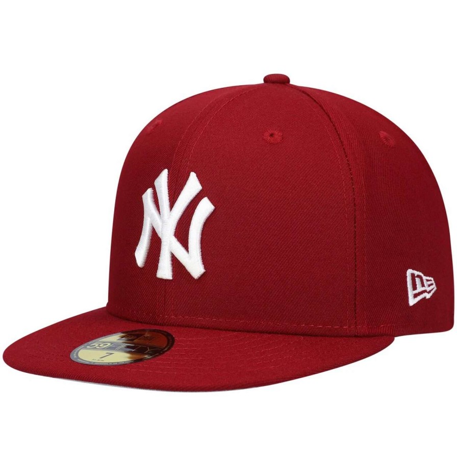 New York Yankees Caps * | Men'S New York Yankees New Era Maroon White Logo 59Fifty Fitted Hat