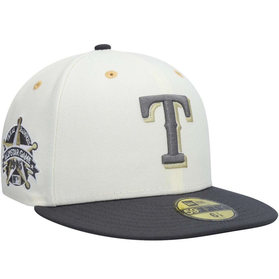 Texas Rangers Caps * | Men'S Texas Rangers New Era White/Charcoal 1995 Mlb All-Star Game Chrome 59Fifty Fitted Hat