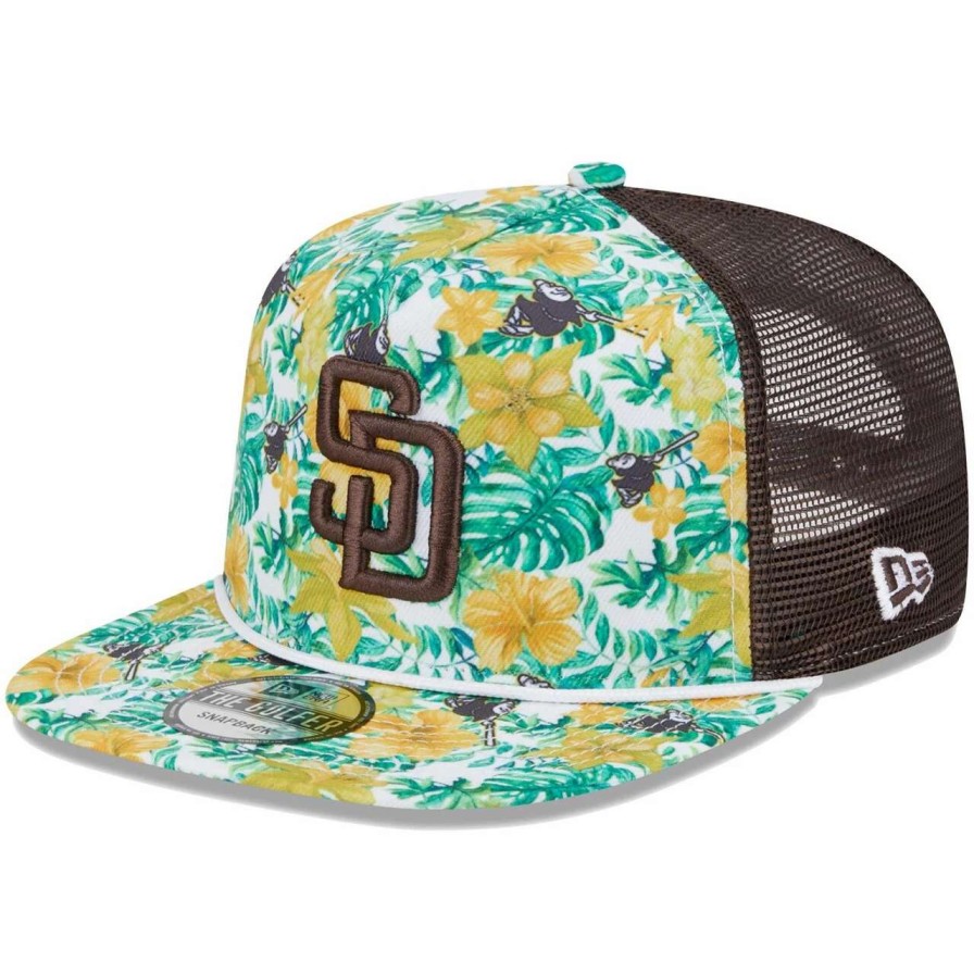 San Diego Padres Caps * | Men'S San Diego Padres New Era White/Brown Tropic Floral Golfer Snapback Hat