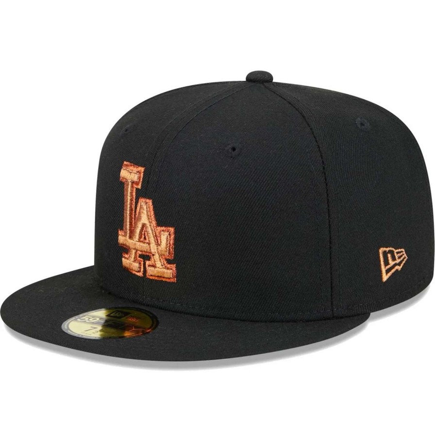 Los Angeles Dodgers Caps * | Men'S Los Angeles Dodgers New Era Black Metallic Pop 59Fifty Fitted Hat