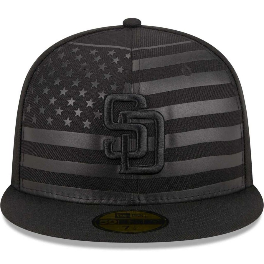 San Diego Padres Caps * | Men'S San Diego Padres New Era Black Tonal Flag 59Fifty Fitted Hat