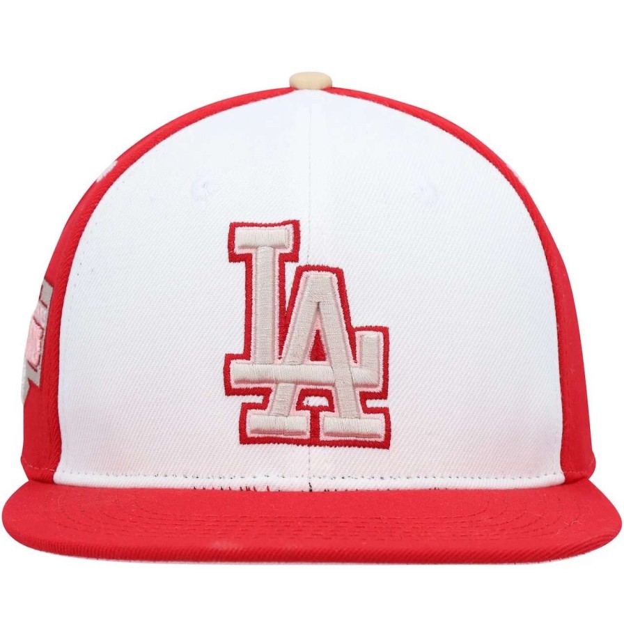 Los Angeles Dodgers Caps * | Men'S Los Angeles Dodgers Pro Standard White/Red Strawberry Ice Cream Drip Snapback Hat