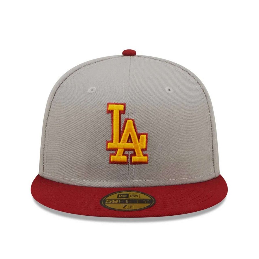 Los Angeles Dodgers Caps * | Men'S Los Angeles Dodgers New Era Gray/Red Navy Undervisor 59Fifty Fitted Hat