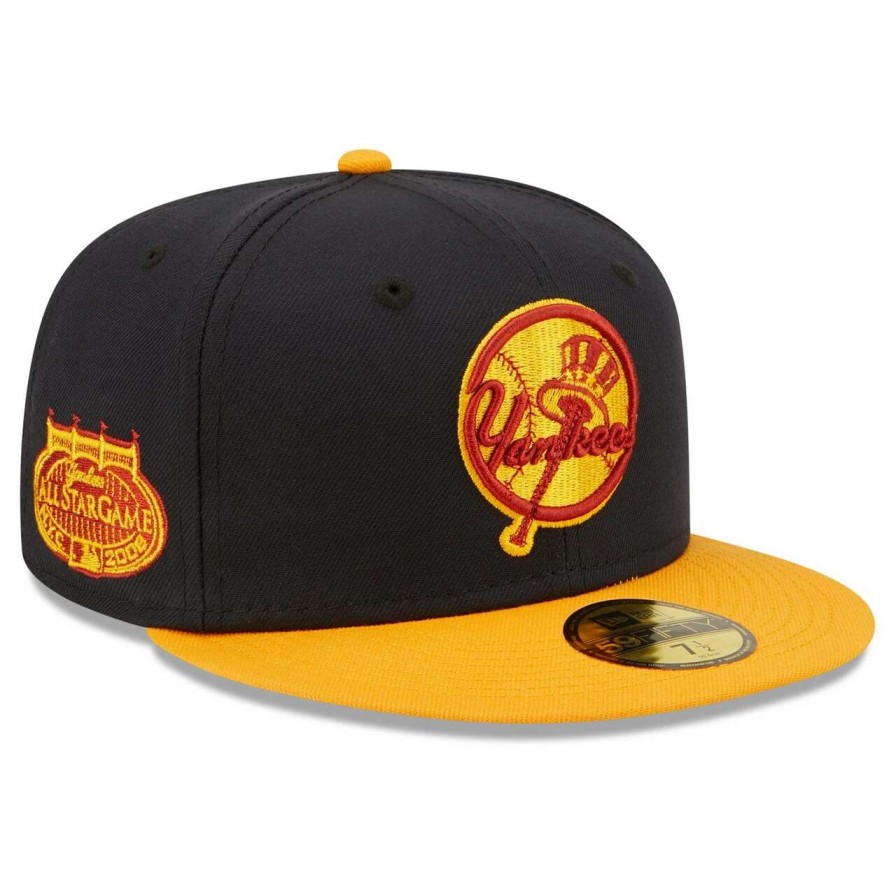 New York Yankees Caps * | Men'S New York Yankees New Era Navy/Gold Primary Logo 59Fifty Fitted Hat