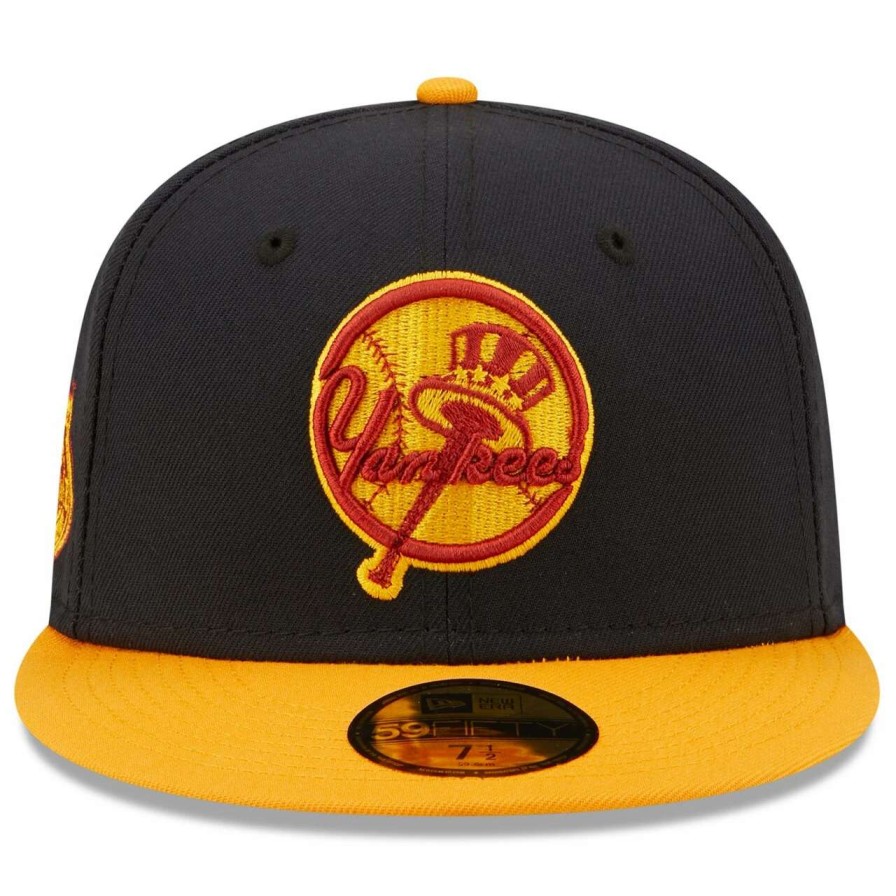 New York Yankees Caps * | Men'S New York Yankees New Era Navy/Gold Primary Logo 59Fifty Fitted Hat