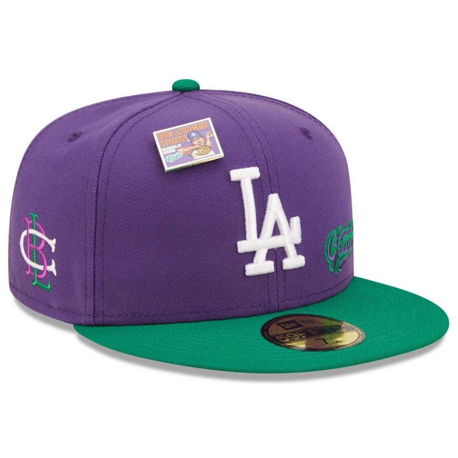 Los Angeles Dodgers Caps * | New Era X Big League Chew Men'S Los Angeles Dodgers New Era Purple/Green Mlb X Big League Chew Ground Ball Grape Flavor Pack 59Fifty Fitted Hat