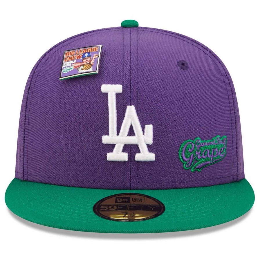 Los Angeles Dodgers Caps * | New Era X Big League Chew Men'S Los Angeles Dodgers New Era Purple/Green Mlb X Big League Chew Ground Ball Grape Flavor Pack 59Fifty Fitted Hat