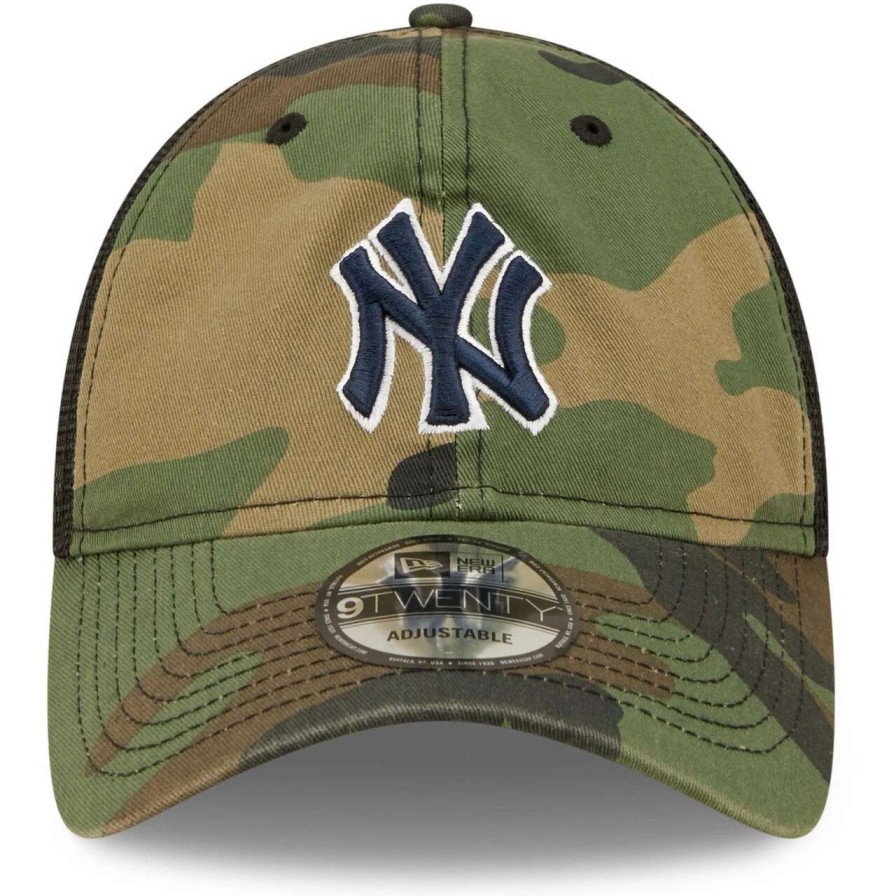 New York Yankees Caps * | Men'S New York Yankees New Era Camo Trucker 9Twenty Snapback Hat