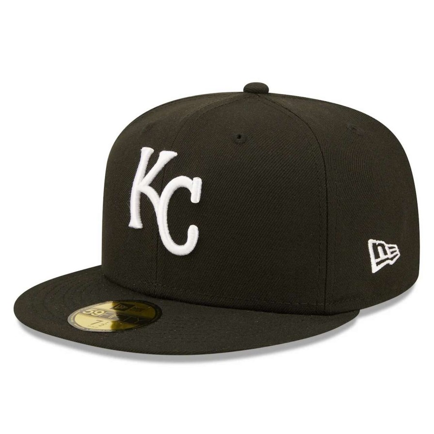 Kansas City Royals Caps * | Men'S Kansas City Royals New Era Black Team Logo 59Fifty Fitted Hat