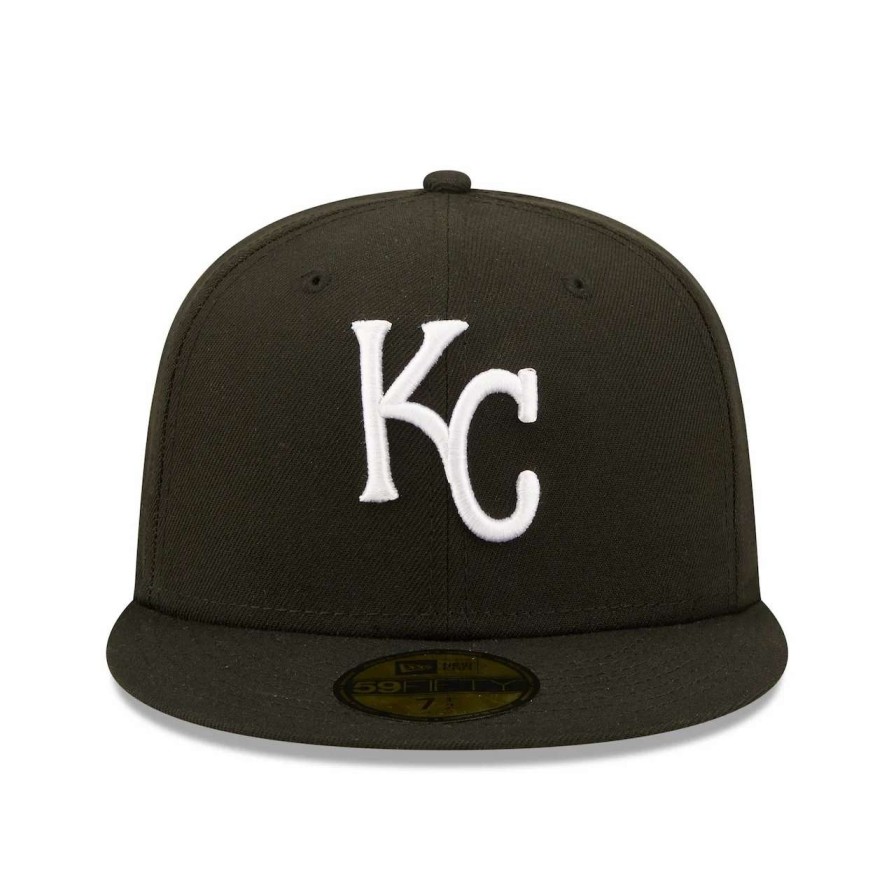 Kansas City Royals Caps * | Men'S Kansas City Royals New Era Black Team Logo 59Fifty Fitted Hat