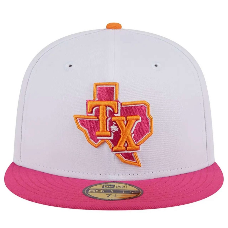 Texas Rangers Caps * | Men'S Texas Rangers New Era White/Pink Globe Life Field Inaugural Season 59Fifty Fitted Hat