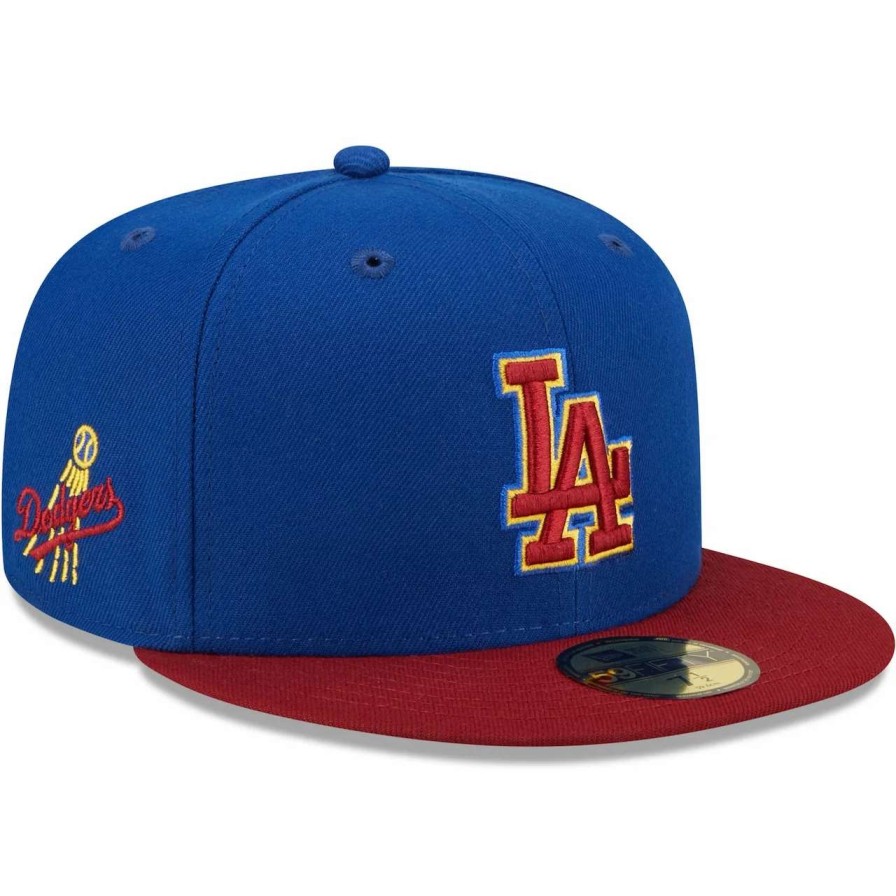 Los Angeles Dodgers Caps * | Men'S Los Angeles Dodgers New Era Royal/Red Logo Primary Jewel Gold Undervisor 59Fifty Fitted Hat