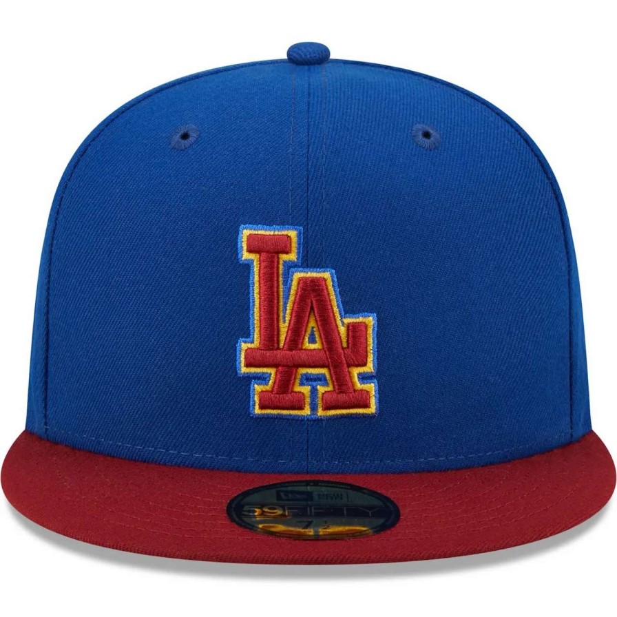 Los Angeles Dodgers Caps * | Men'S Los Angeles Dodgers New Era Royal/Red Logo Primary Jewel Gold Undervisor 59Fifty Fitted Hat