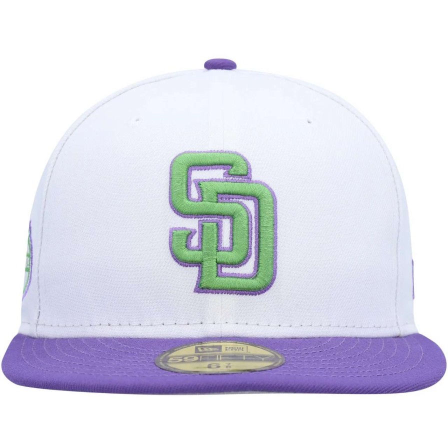 San Diego Padres Caps * | Men'S San Diego Padres New Era White 50Th Anniversary Side Patch 59Fifty Fitted Hat