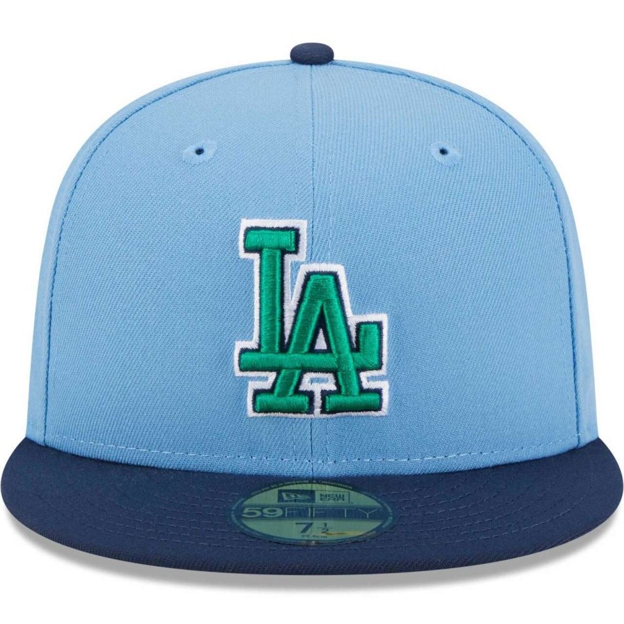 Los Angeles Dodgers Caps * | Men'S Los Angeles Dodgers New Era Light Blue/Navy Green Undervisor 59Fifty Fitted Hat