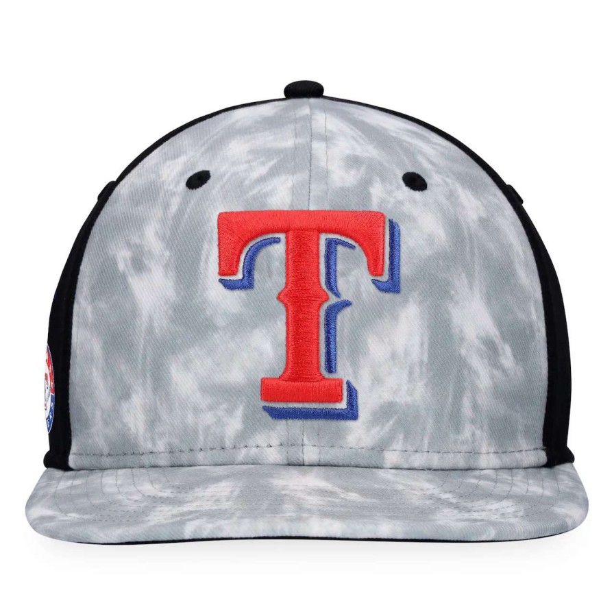 Texas Rangers Caps * | Men'S Texas Rangers Majestic Gray Smoke Dye Snapback Hat