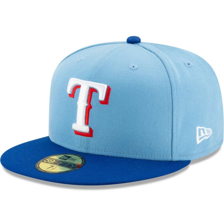 Texas Rangers Caps * | Men'S Texas Rangers New Era Light Blue/Royal On-Field Authentic Collection 59Fifty Fitted Hat