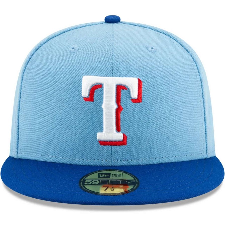 Texas Rangers Caps * | Men'S Texas Rangers New Era Light Blue/Royal On-Field Authentic Collection 59Fifty Fitted Hat