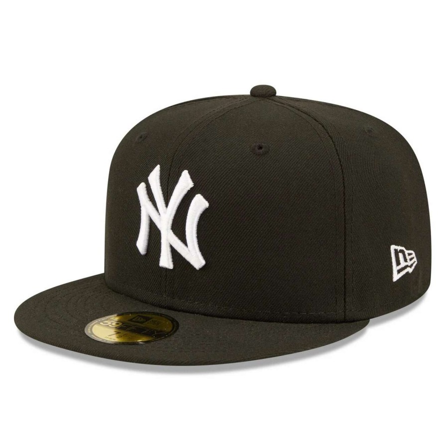 New York Yankees Caps * | Men'S New York Yankees New Era Black Team Logo 59Fifty Fitted Hat